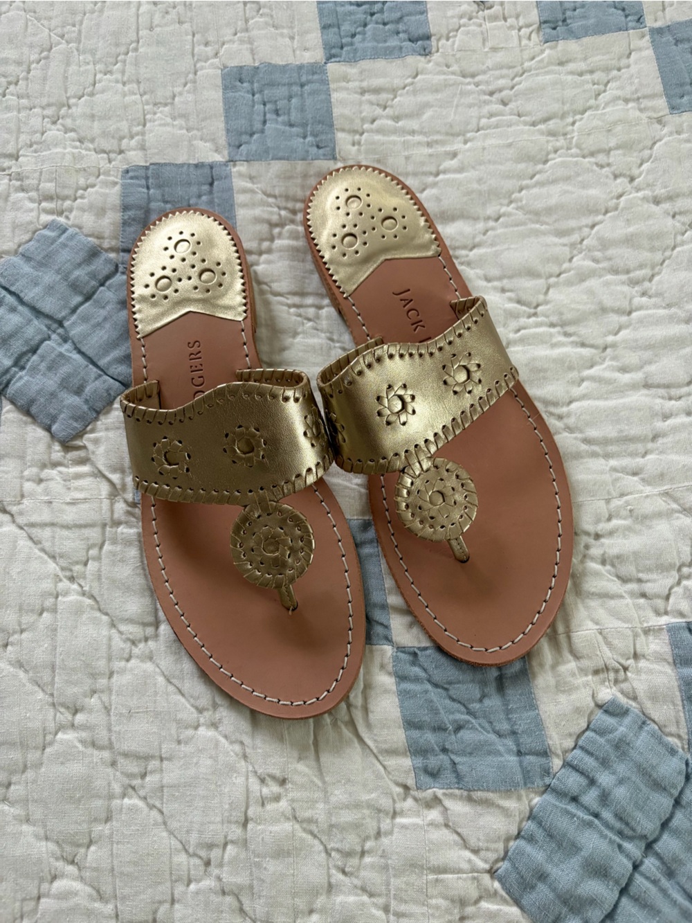 Jack Rogers Metallic Leather Sandals, Platinum